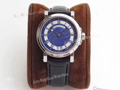 Swiss Grade Clone Breguet Marine 5817 Big Date Blue Dial Black Strap Watch